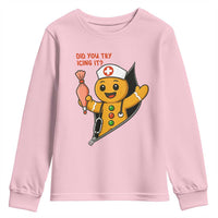 Funny ICU Nurse Christmas Youth Sweatshirt Gingerbread Did You Try Icing It - Wonder Print Shop