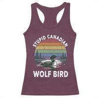 Stupid Canadian Wolf Bird Racerback Tank Top Sarcastic Animal Meme