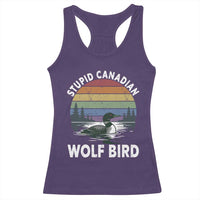Stupid Canadian Wolf Bird Racerback Tank Top Sarcastic Animal Meme
