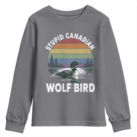 Stupid Canadian Wolf Bird Youth Sweatshirt Sarcastic Animal Meme