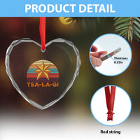 Tsalagi Seven Pointed Star Heart Crystal Glass Ornament Cherokee Native American Heritage