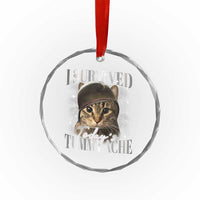 Tummy Ache Survivor Cat Meme Crystal Glass Ornament Funny Saying Cats Cat Bootleg TS10