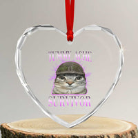 Tummy Ache Survivor Cat Meme Heart Crystal Glass Ornament Funny Trending Oddly Specific Brainrot Memes
