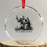 Tummy Hurts Funny Medieval Knight Crystal Glass Ornament Dark Fantasy Meme