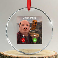 Tung Tung Tung Sahur John Pork Calling Crystal Glass Ornament Tralalero Tralala Meme Brainrot Funny