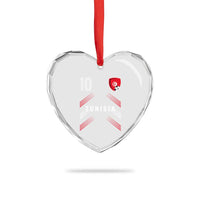 Tunisia Soccer Sports Graphic Number 10 Jersey Style Heart Crystal Glass Ornament Proud Tunisian Football Fans Game Day Maghreb Pride