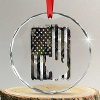 Turkey Hunting Camo US American Flag Thanksgiving Crystal Glass Ornament TS11