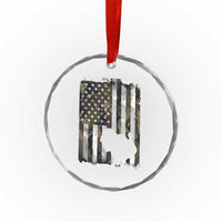 Turkey Hunting Camo US American Flag Thanksgiving Crystal Glass Ornament TS11