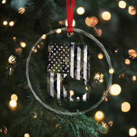 Turkey Hunting Camo US American Flag Thanksgiving Crystal Glass Ornament TS11