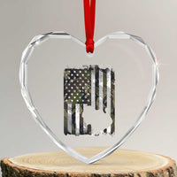 Turkey Hunting Camo US American Flag Thanksgiving Heart Crystal Glass Ornament - Wonder Print Shop