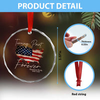 Turning Point Forever Crystal Glass Ornament Patriotic American Map Vintage USA Flag TS11