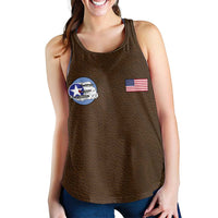 Tuskegee Airmen WWII Heroes Women Racerback Tank The Great American Aviators Brown Leather Pattern - Wonder Print Shop