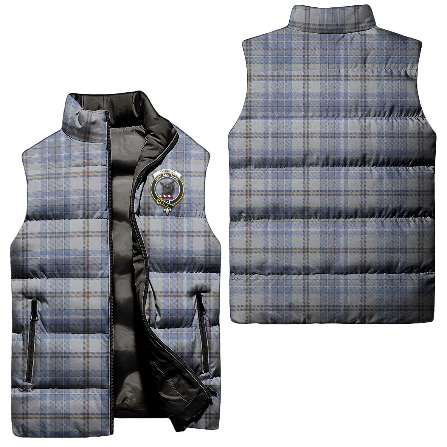tweedie-clan-puffer-vest-family-crest-plaid-sleeveless-down-jacket