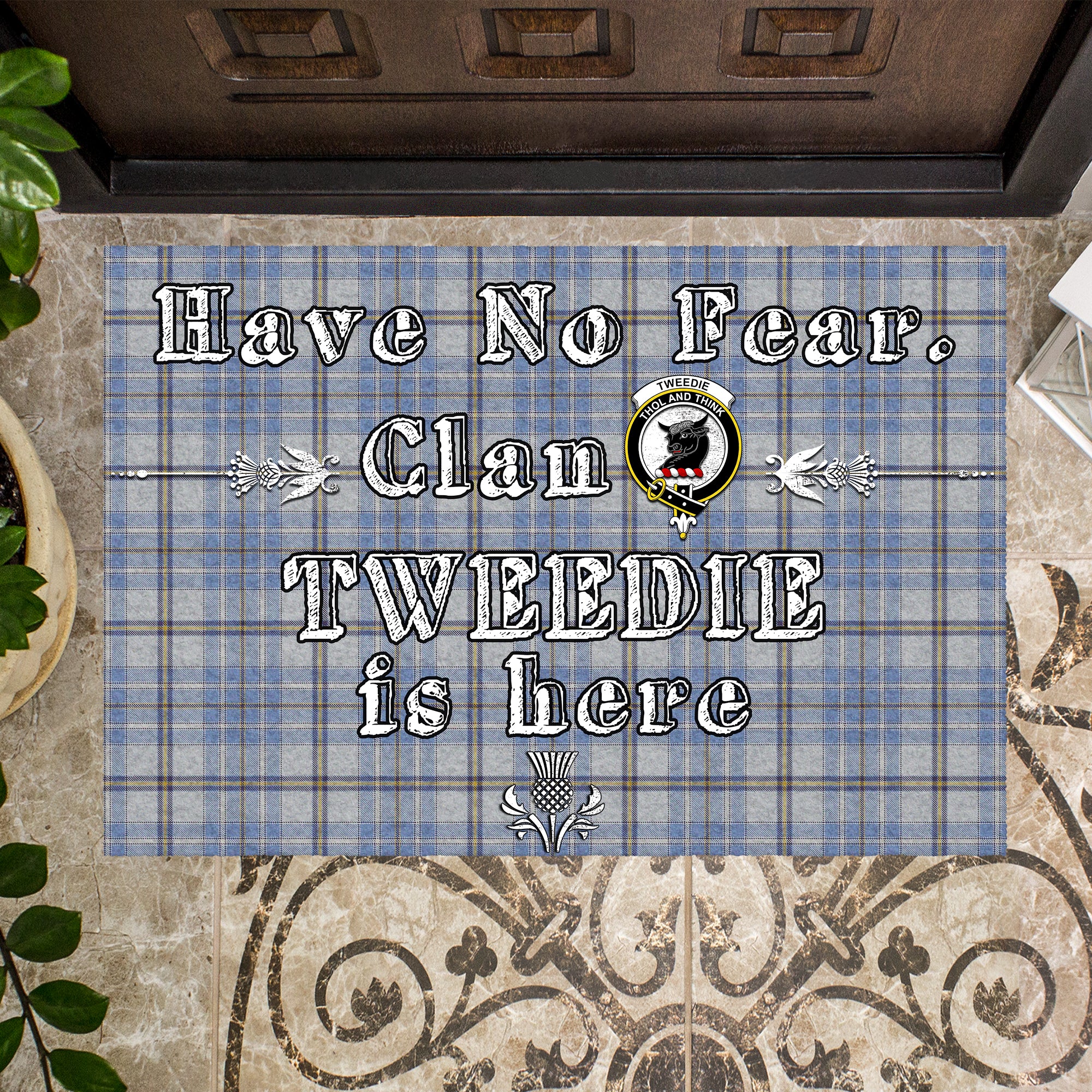 tweedie-clan-tartan-door-mat-family-crest-have-no-fear-tartan-door-mat