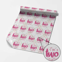 Two Birthday Girl Wrapping Paper Roll Pink 2nd Bday Im Two Cute