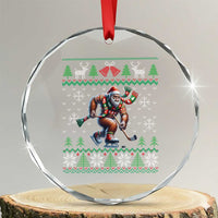 Ugly Christmas Bigfoot Playing Hockey Crystal Glass Ornament Funny Xmas Gift - Wonder Print Shop