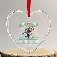 Ugly Christmas Bigfoot Playing Hockey Heart Crystal Glass Ornament Funny Xmas Gift - Wonder Print Shop
