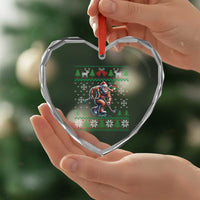 Ugly Christmas Bigfoot Playing Hockey Heart Crystal Glass Ornament Funny Xmas Gift - Wonder Print Shop