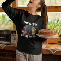 Christmas Sweatshirt Cat Reindeer Chillin' Xmas Eve Window Meowy - Wonder Print Shop
