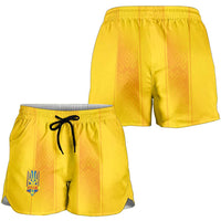 Ukraine National Football Shorts for Women Vyshyvanka Inspired Geometry - Wonder Print Shop