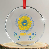 Ukraine Sunflower Crystal Glass Ornament Ukrainian Flag - Wonder Print Shop