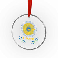 Ukraine Sunflower Crystal Glass Ornament Ukrainian Flag - Wonder Print Shop