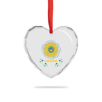 Ukraine Sunflower Heart Crystal Glass Ornament Ukrainian Flag - Wonder Print Shop