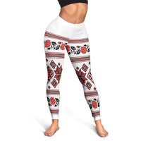 Ukraine Unity Day Leggings The Trident With Folk Pattern - Wonder Print Shop