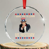Uncle Sam I Want You To Learn US History Crystal Glass Ornament Patriotic Teachers Students