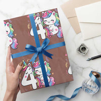 Unicorn 4th Birthday Wrapping Paper Roll 4 Years Old Birthday Outfit