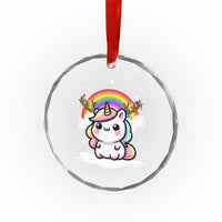Unicorn Christmas Crystal Glass Ornament Cute Xmas Girls Rainbow - Wonder Print Shop