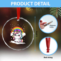 Unicorn Christmas Crystal Glass Ornament Cute Xmas Girls Rainbow TS10
