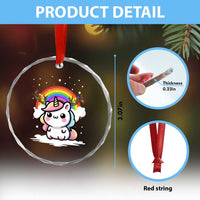 Unicorn Christmas Crystal Glass Ornament Cute Xmas Girls Rainbow - Wonder Print Shop