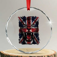Union Jack Flag Lion Face UK British Great Britain Crystal Glass Ornament