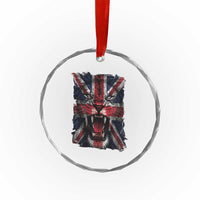 Union Jack Flag Lion Face UK British Great Britain Crystal Glass Ornament