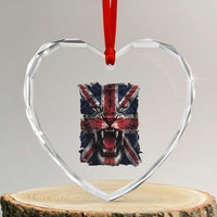 Union Jack Flag Lion Face UK British Great Britain Heart Crystal Glass Ornament