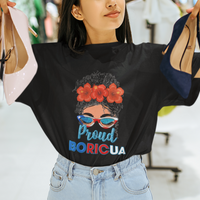 Puerto Rico T Shirt Proud Boricua Puerto Rico Flag Messy Bun Puerto Rican Women - Wonder Print Shop