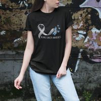 Pretty White Ribbon Butterfly Lung Cancer Awareness T Shirt - Wonder Print Shop