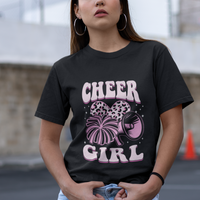 Cheerleading T Shirt For Women Cheer Girl Pink Leopard Cheerleader - Wonder Print Shop