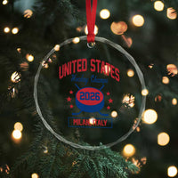 United States Hockey Champs 2026 Milan Italy Crystal Glass Ornament Patriotic USA Gold Medal Winter Games Fan