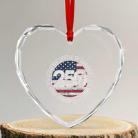 United States of America 250th Anniversary Vintage Seal Heart Crystal Glass Ornament Distressed American Flag 1776 to 2026 Semiquincentennial Patriotic