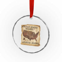 United States Without Illegal Aliens Crystal Glass Ornament Native Land Map