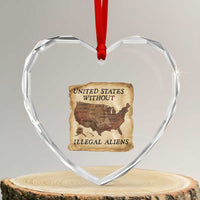 United States Without Illegal Aliens Heart Crystal Glass Ornament Native Land Map
