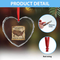 United States Without Illegal Aliens Heart Crystal Glass Ornament Native Land Map