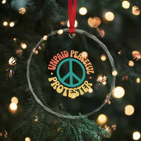 Unpaid Peaceful Protester Crystal Glass Ornament Social Justice Floral Peace Sign