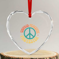 Unpaid Peaceful Protester Heart Crystal Glass Ornament Social Justice Floral Peace Sign