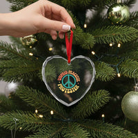 Unpaid Peaceful Protester Heart Crystal Glass Ornament Social Justice Floral Peace Sign