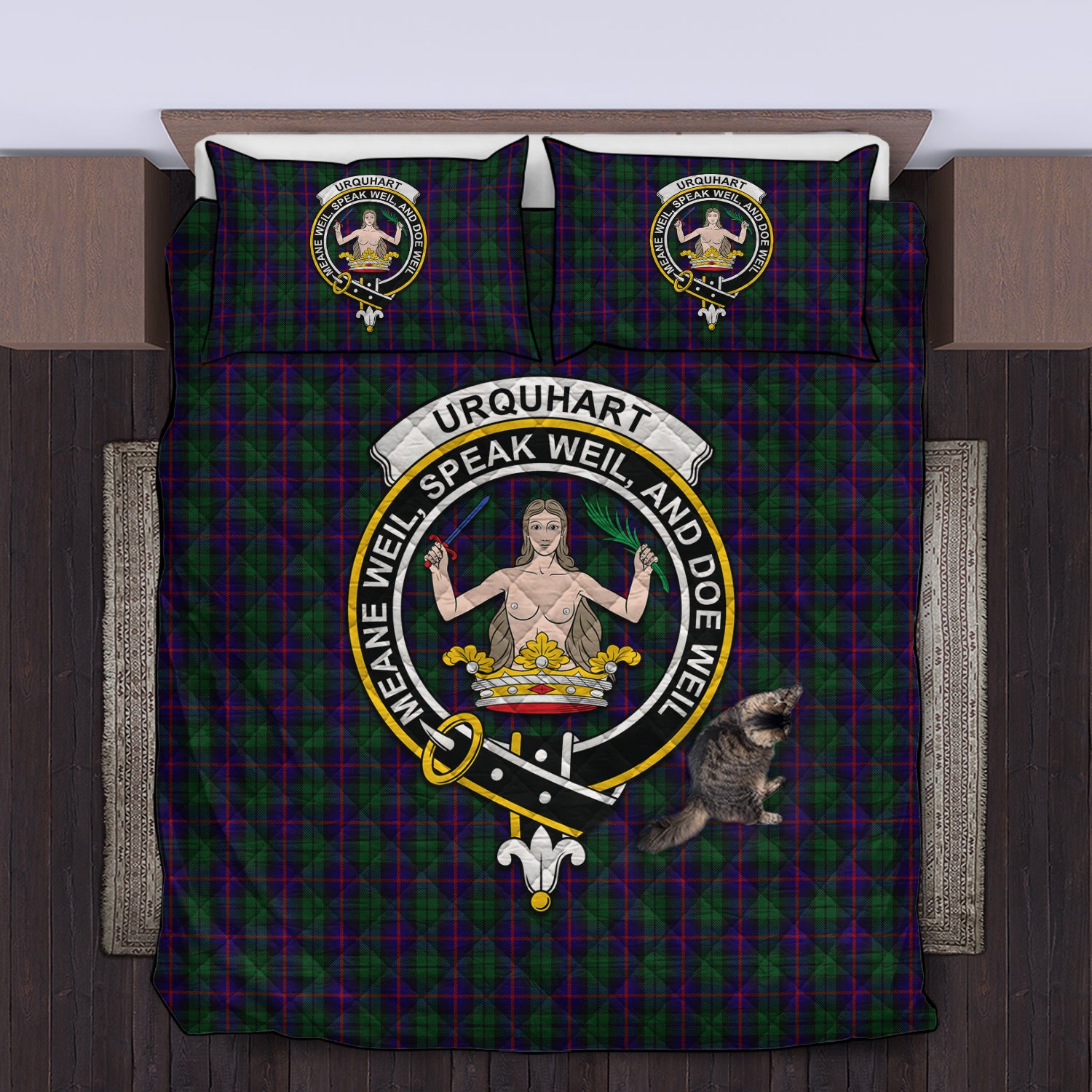 urquhart-clan-tartan-quilt-bed-set-family-crest-tartan-quilt-bed-set