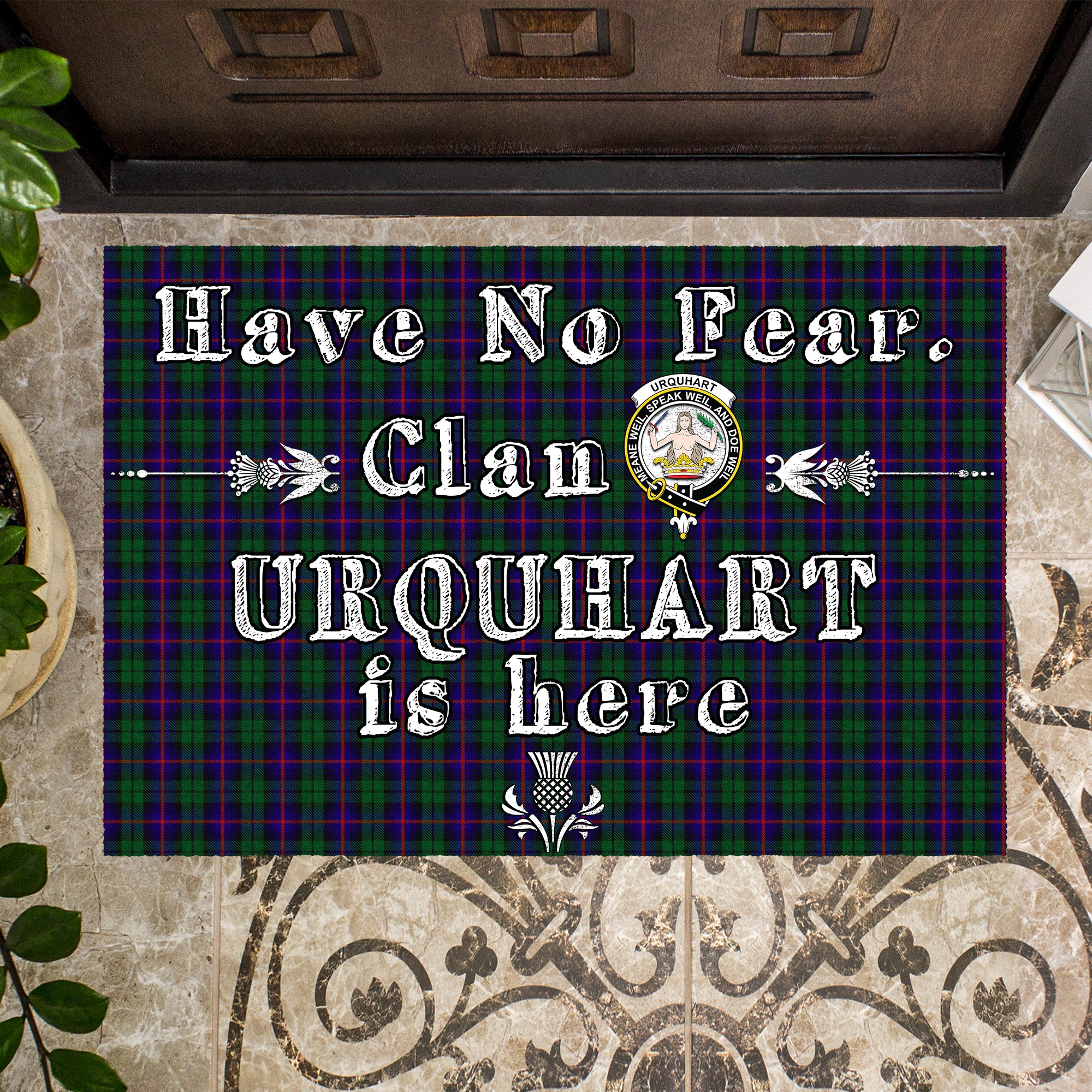 urquhart-clan-tartan-door-mat-family-crest-have-no-fear-tartan-door-mat