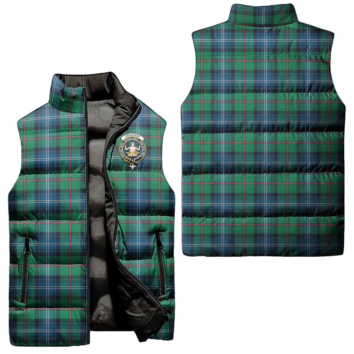 urquhart-ancient-clan-puffer-vest-family-crest-plaid-sleeveless-down-jacket